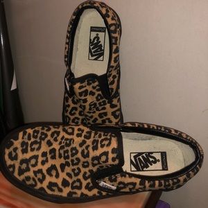 Women’s custom black cheetah print slip on shoes